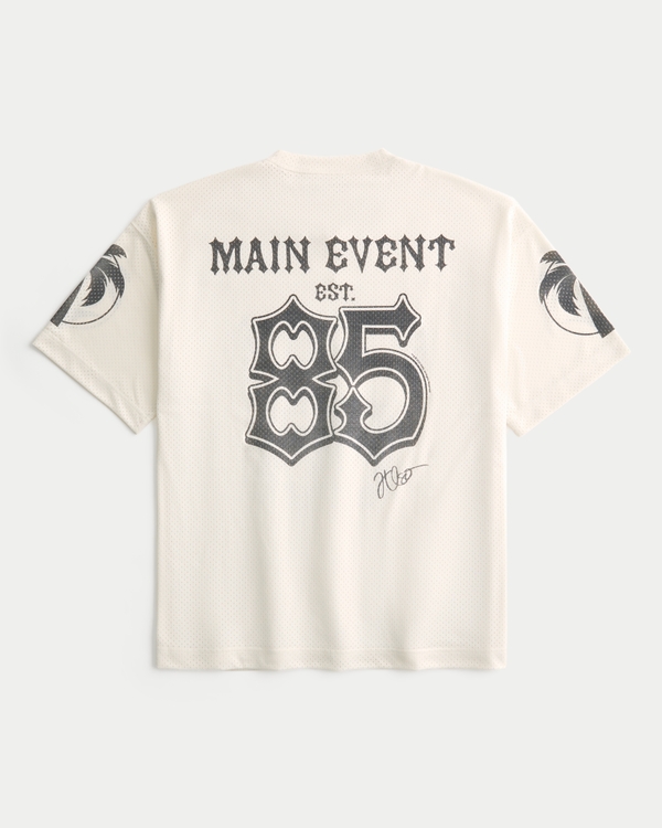 Baggy Jey Uso Yeet Graphic Football Jersey, Cream view 1