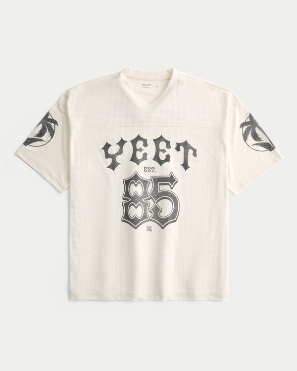 Baggy Jey Uso Yeet Graphic Football Jersey, Cream view 2