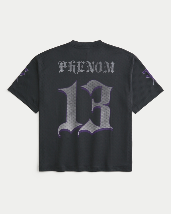 Baggy Undertaker Graphic Football Jersey, Black view 1