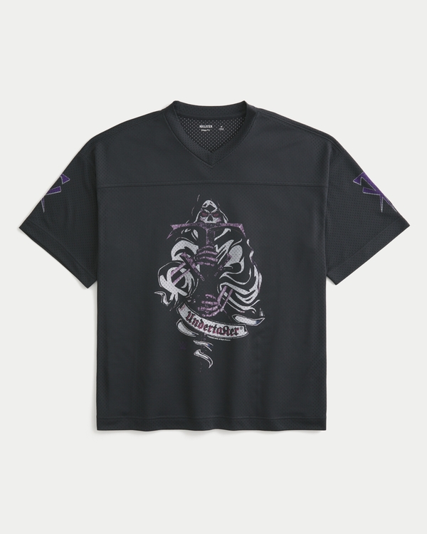 Baggy Undertaker Graphic Football Jersey, Black view 2