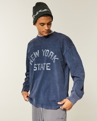 Baggy Heavyweight Long-Sleeve New York State Graphic Tee