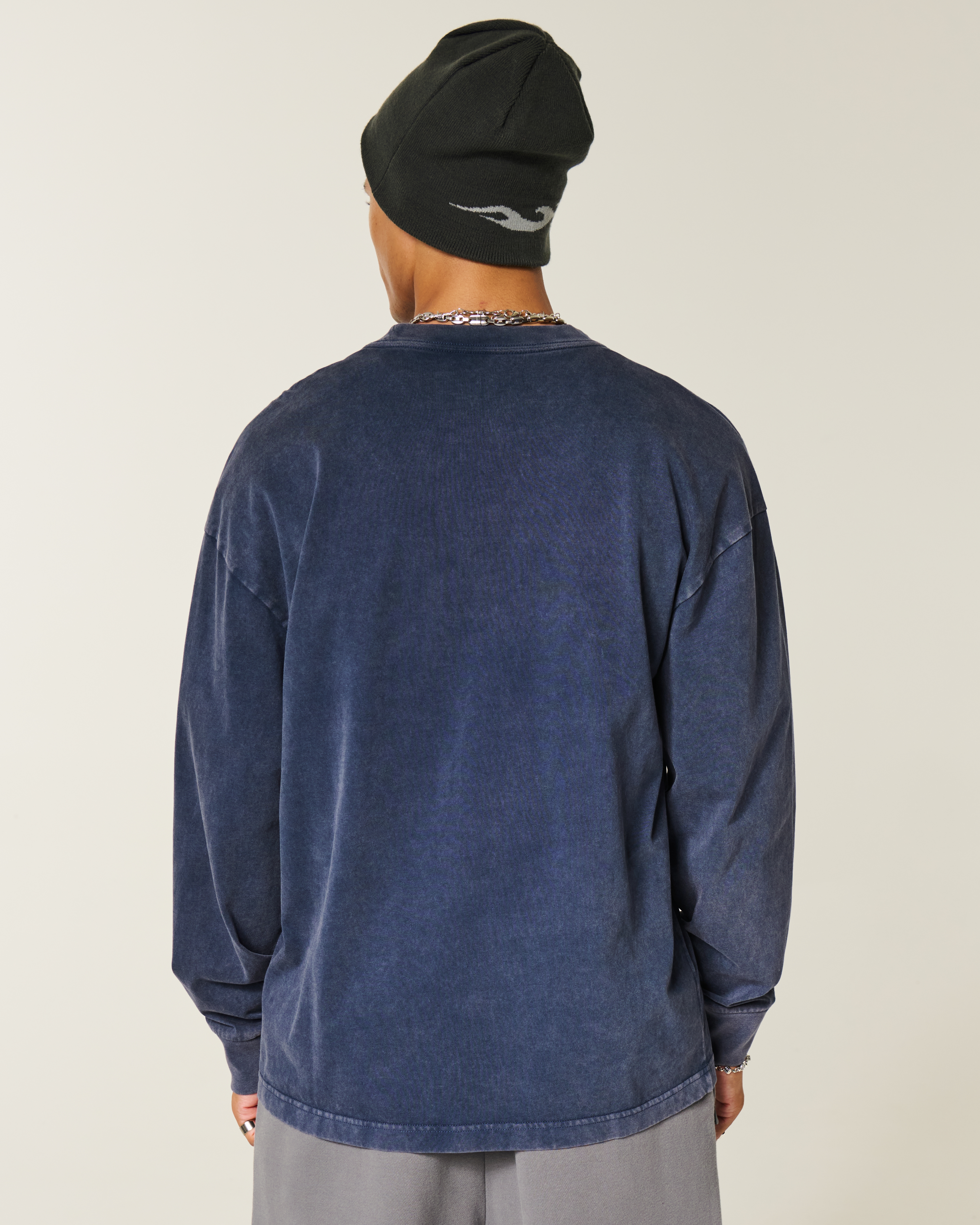 Baggy Heavyweight Long-Sleeve New York State Graphic Tee