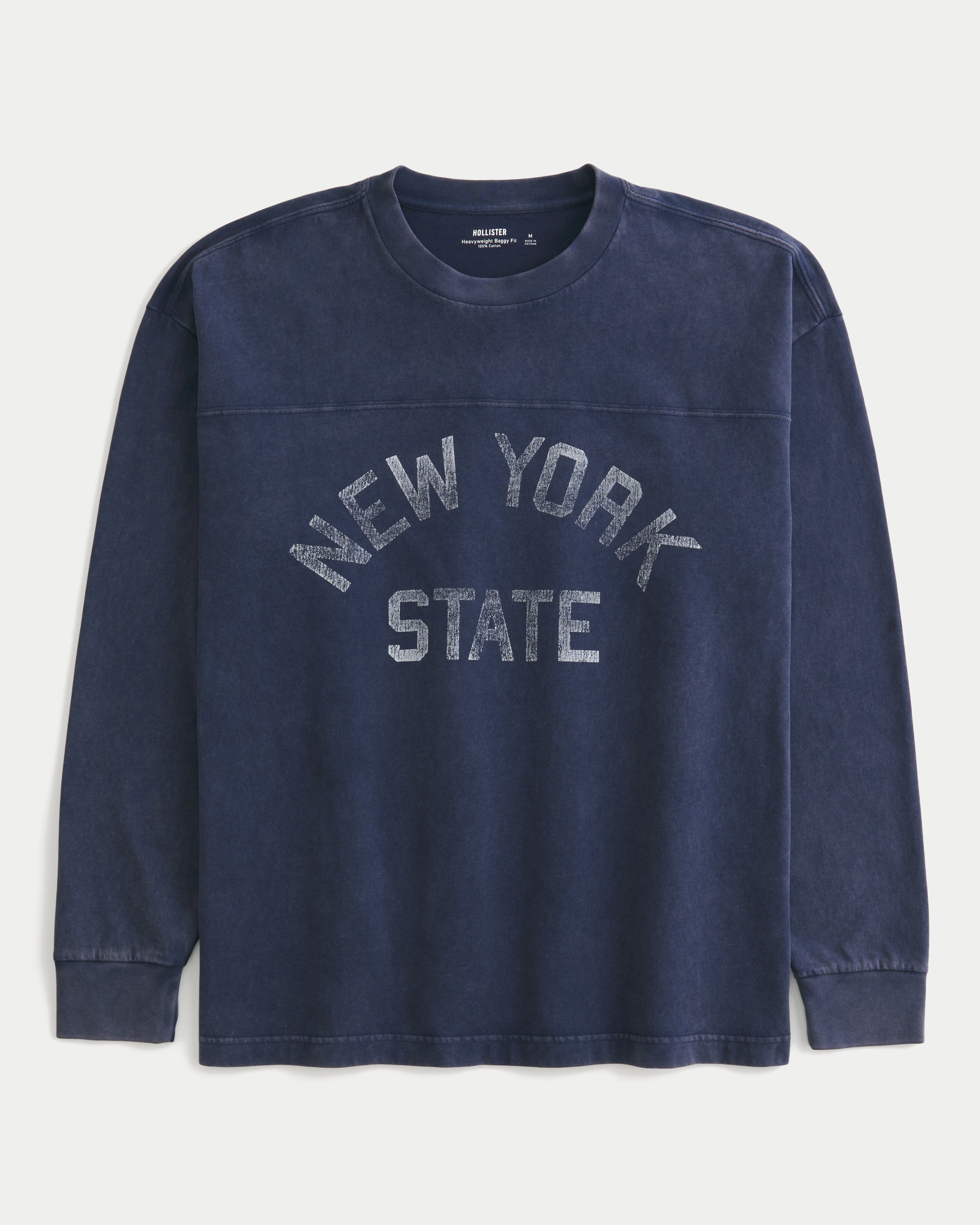 Baggy Heavyweight Long-Sleeve New York State Graphic Tee