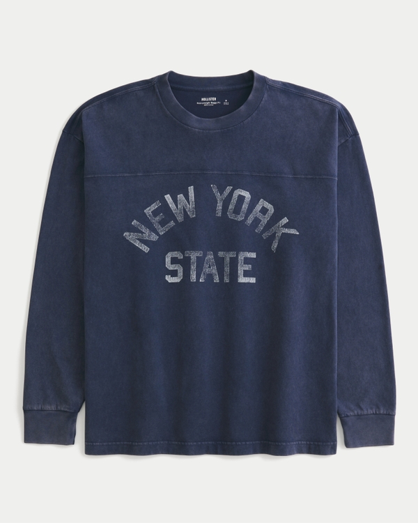 Baggy Heavyweight Long-Sleeve New York State Graphic Tee