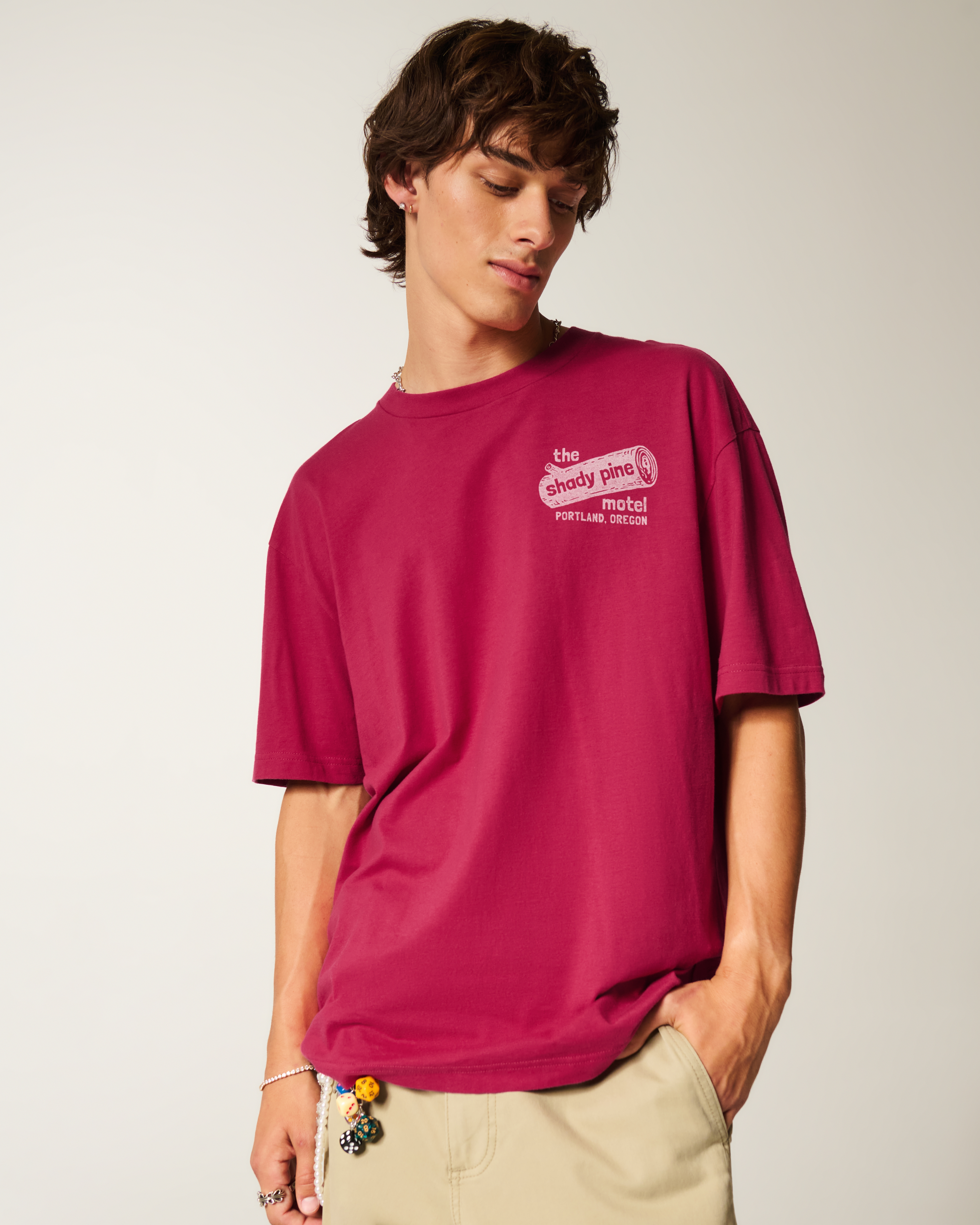 Baggy Cotton Shady Pine Motel Graphic Tee