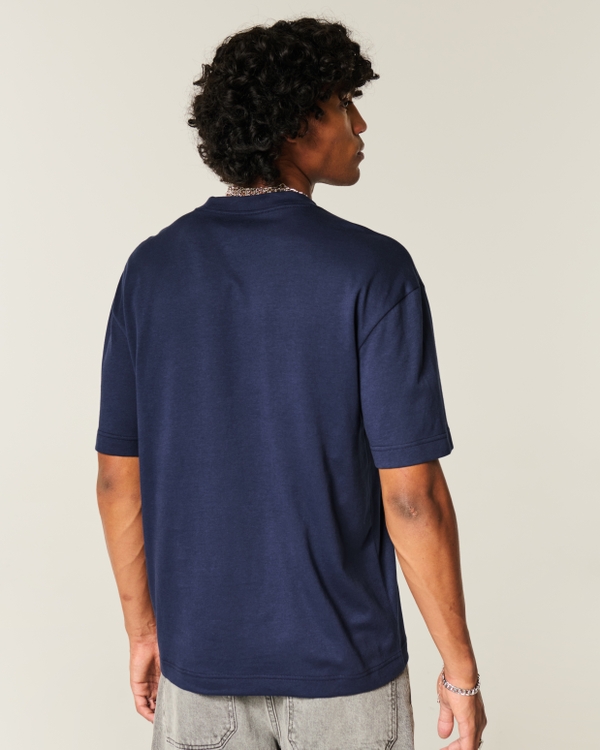 Camiseta de corte cuadrado con logo, Azul Marino Intenso view 2