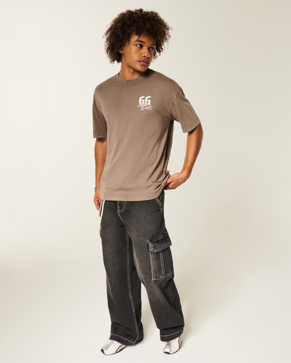 Boxy NASCAR Liquid Death Graphic Tee, Light Brown view 2