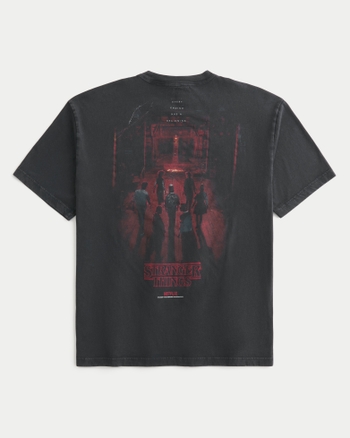 Men's Boxy Cotton Stranger Things Graphic Tee | Men's Tops