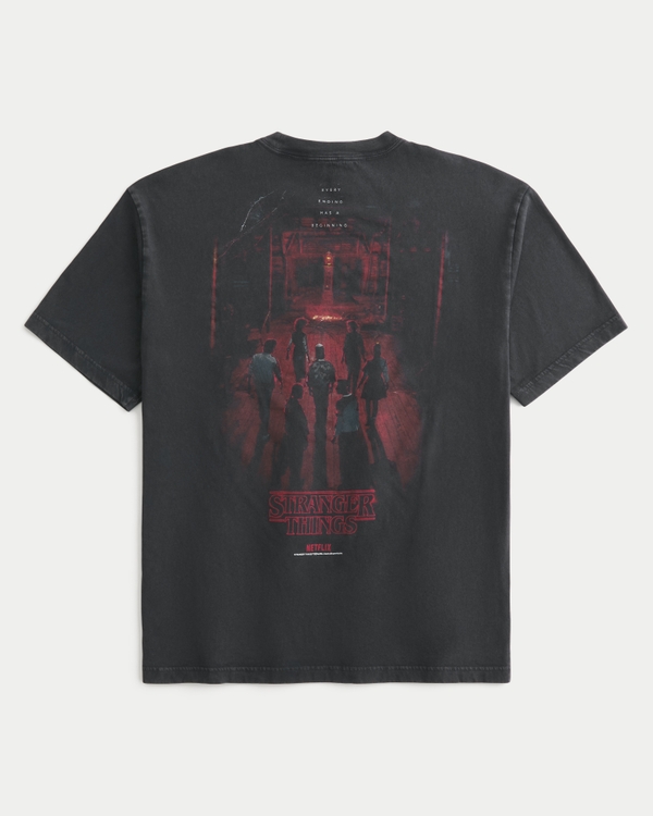 Men's Boxy Cotton Stranger Things Graphic Tee | Men's Clearance