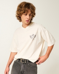 重量級寬鬆短版洛杉磯圖案足球 T 卹