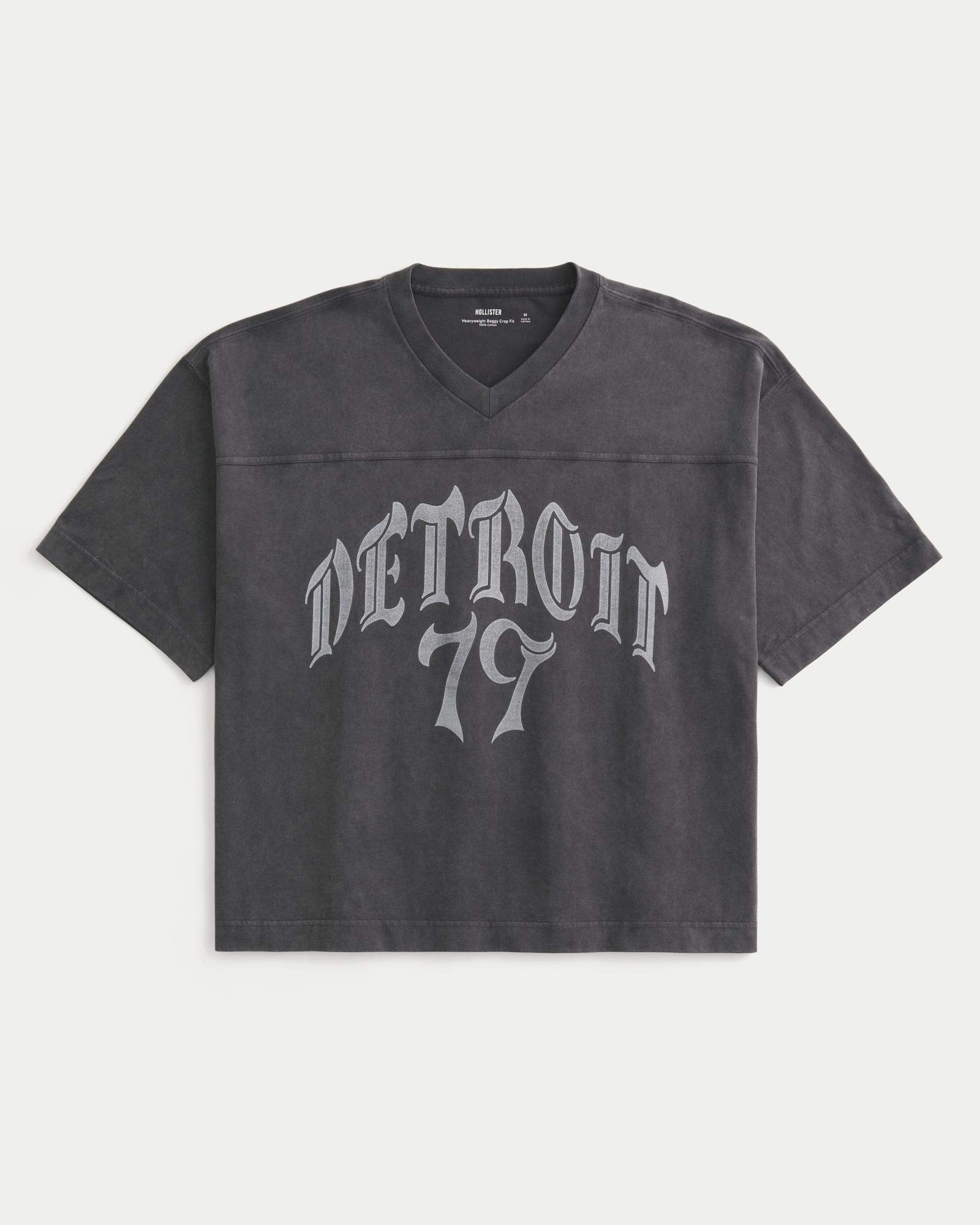トップス DETROIT Men's Heavyweight Baggy Crop Detroit Graphic Football T-Shirt