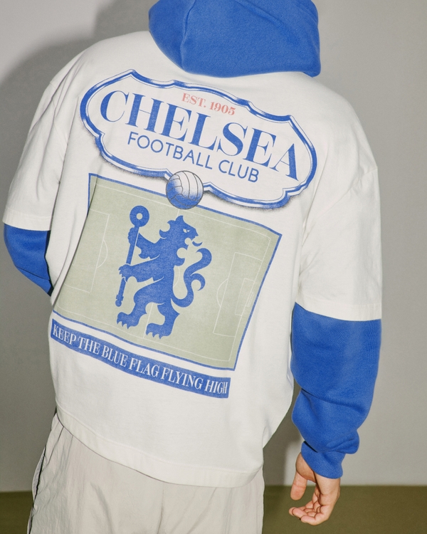 Boxy Chelsea FC Graphic Tee, Cream view 1