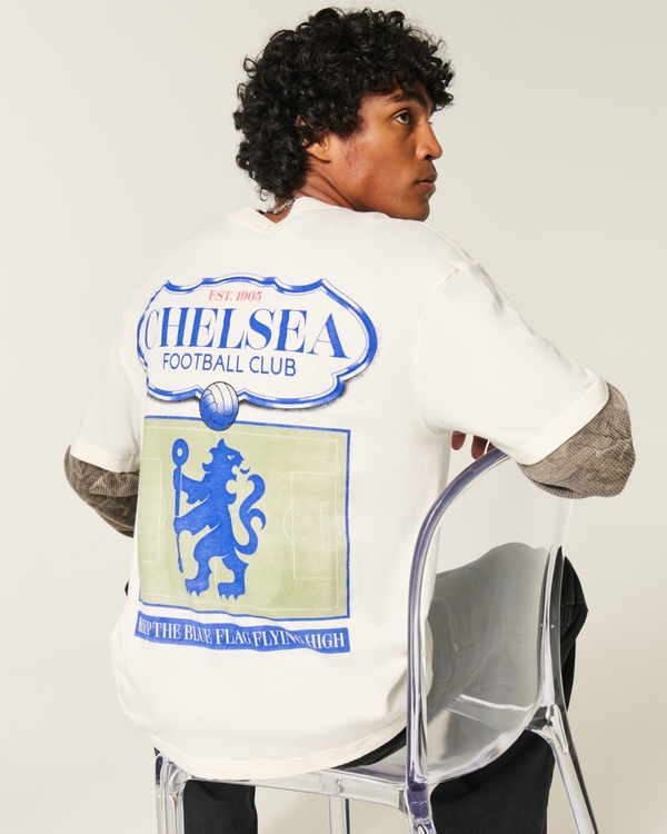 Boxy Chelsea FC Graphic Tee, Cream view 1