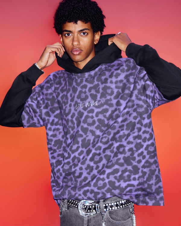 Hollister x Taco Bell Boxy Heavyweight Shine Graphic Tee, Purple Print view 1