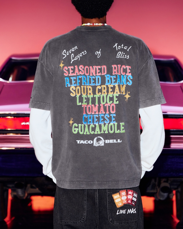 Hollister x Taco Bell Boxy Heavyweight Graphic Tee, Washed Charcoal Gray view 1