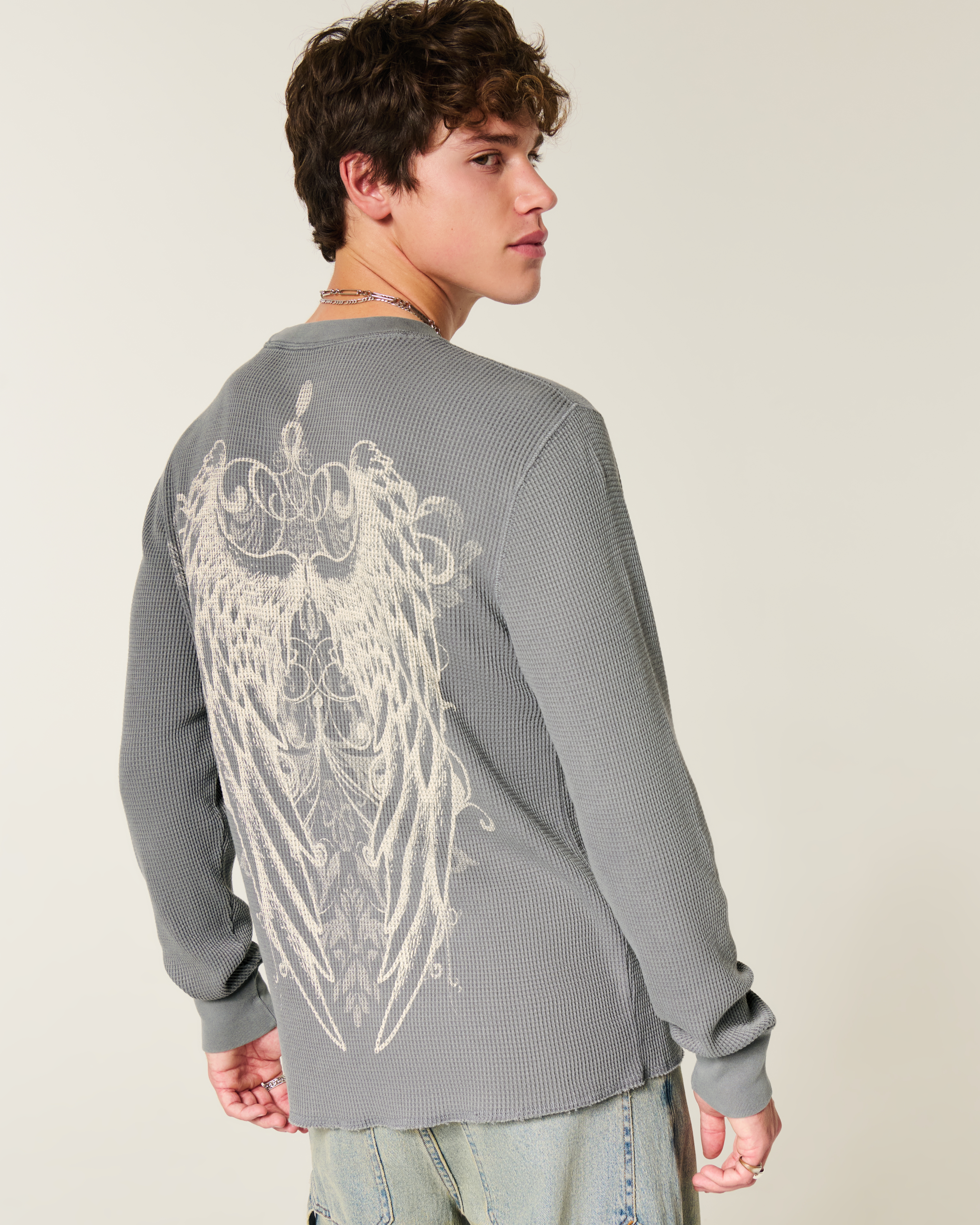 Rose & Angel Wings Graphic Thermal Shirt