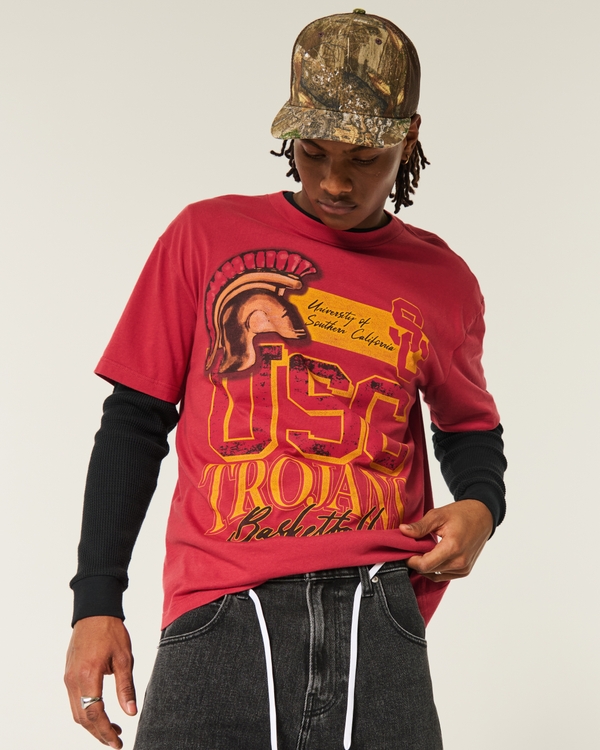 Boxy USC Trojans Graphic Tee, Red view 1