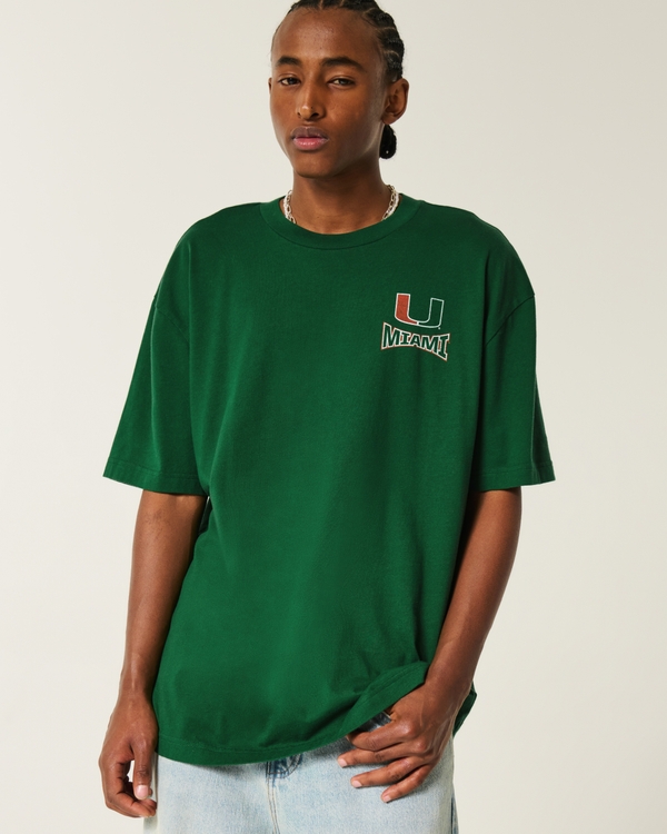 Boxy Miami Hurricanes Graphic Tee, Green view 2