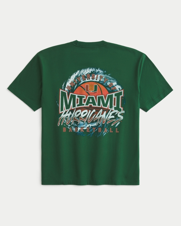 Boxy Miami Hurricanes Graphic Tee, Green view 1