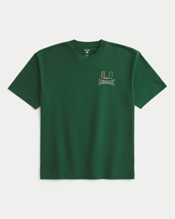 Boxy Miami Hurricanes Graphic Tee, Green view 2