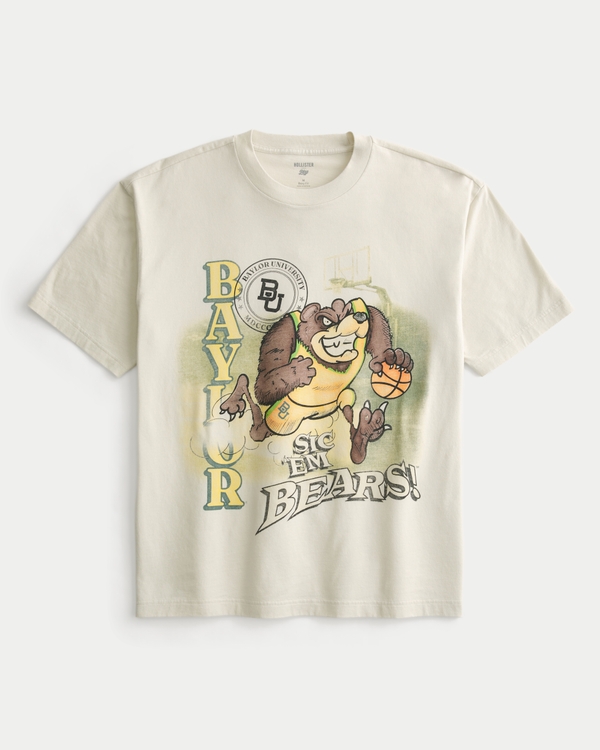 Boxy Baylor University Bears Graphic Tee, Cream view 1