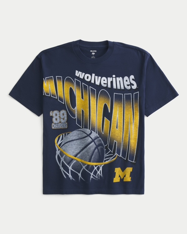 Boxy Michigan Wolverines Graphic Tee, Navy view 1