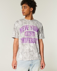 Boxy New York University Graphic Camo Tee