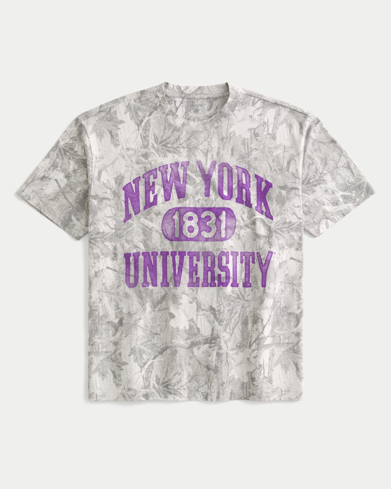 Boxy New York University Graphic Camo Tee