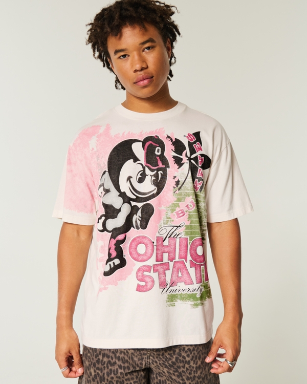 Boxy Ohio State Buckeyes Graphic Tee, Cream view 1
