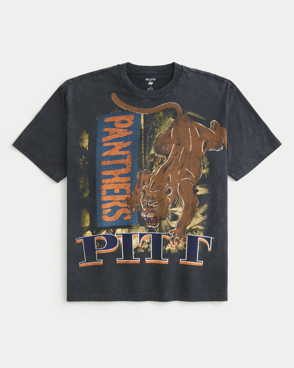 Boxy Pitt Panthers Graphic Tee, Washed Black view 1
