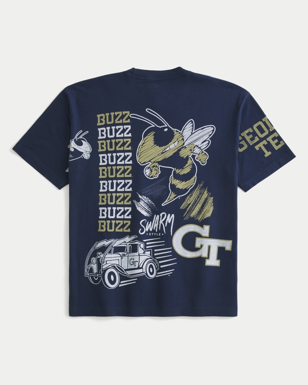 Boxy Georgia Tech Yellow Jackets Graphic Tee, Navy view 1
