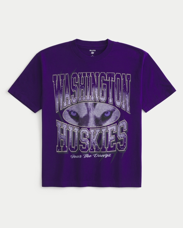 Boxy Washington Huskies Graphic Tee, Dark Purple view 1