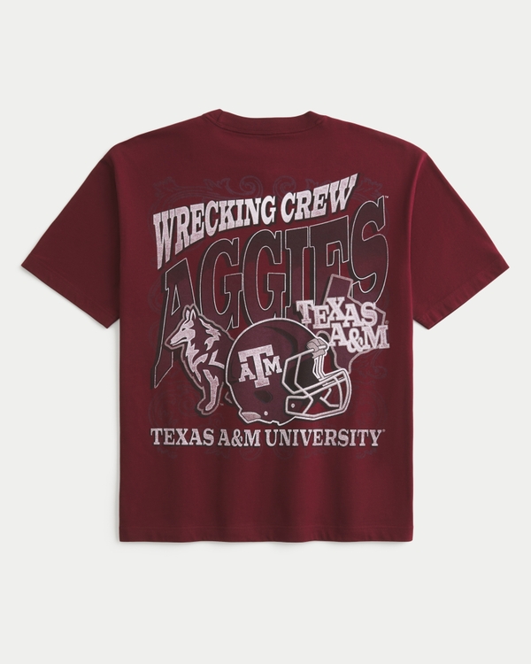 Boxy Texas A&M University Aggies Graphic Tee, Burgundy view 1