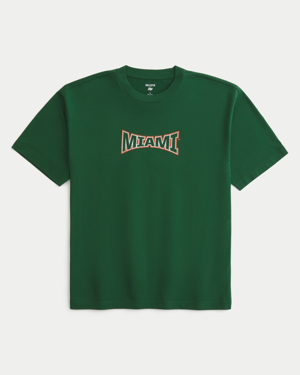 Boxy University of Miami Graphic Tee, Dark Green view 2