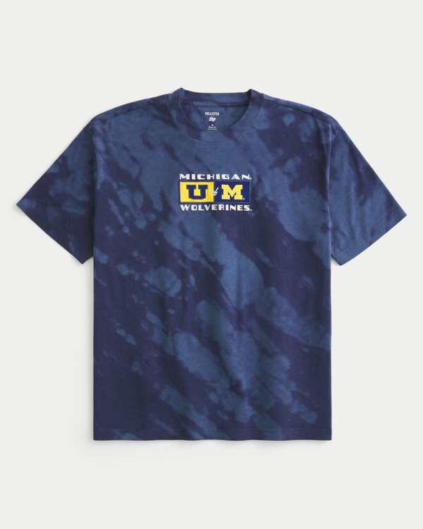 Boxy University of Michigan Graphic Tee, Navy Tie-dye view 1