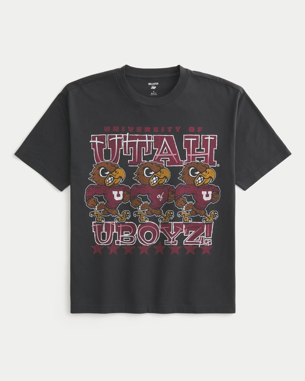 Boxy University of Utah Graphic Tee, Faded Black view 1