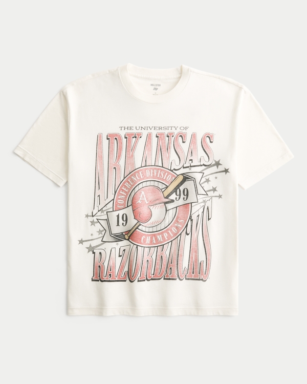 Boxy University of Arkansas Graphic Tee, Cream view 1