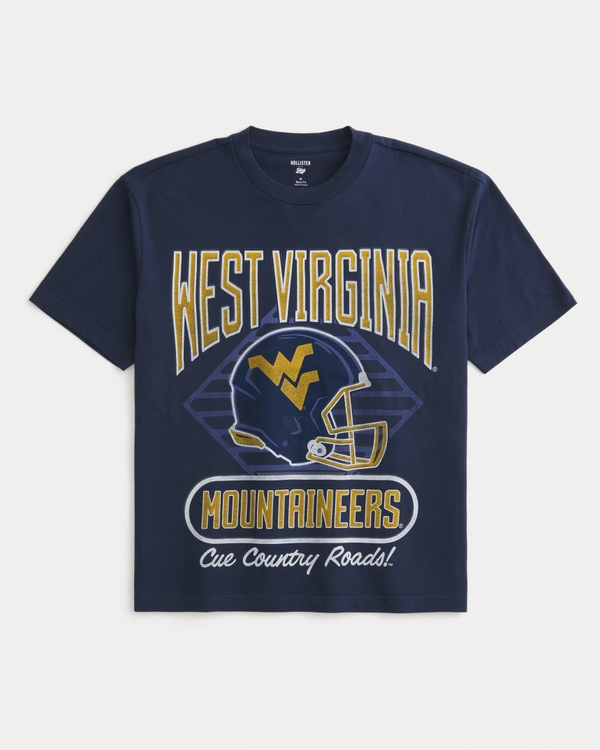 Boxy West Virginia University Mountaineers Graphic Tee, Light Navy view 1