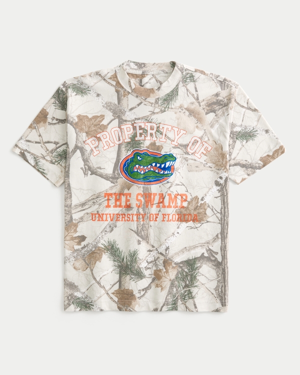Boxy Heavyweight University of Florida Gators Graphic Camo Tee, Cream Camo view 1