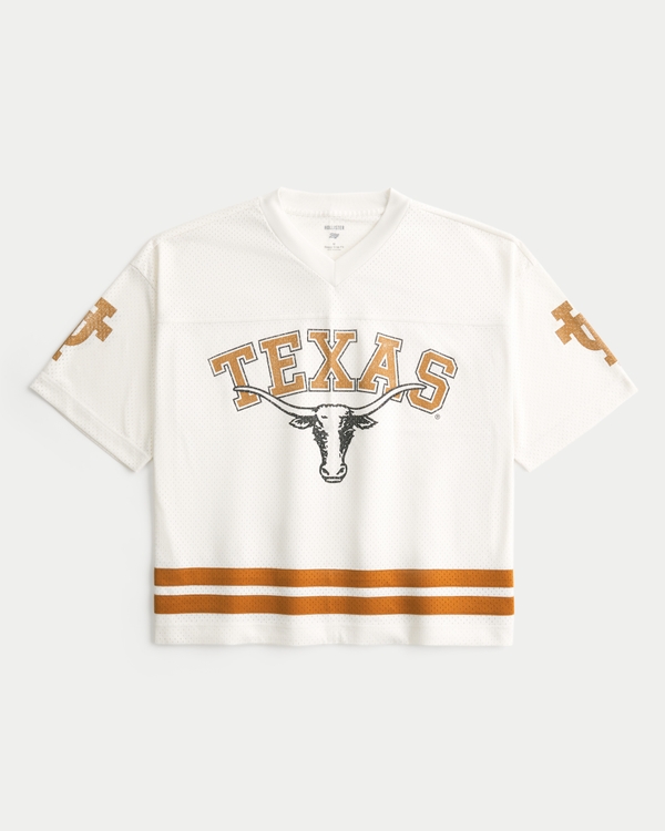 Baggy Crop University of Texas Graphic Football Jersey, Cream view 1