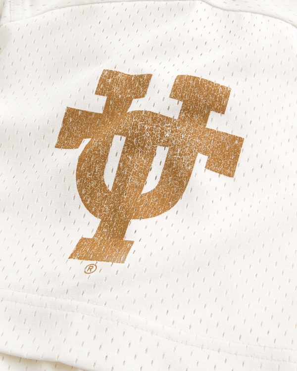 Baggy Crop University of Texas Graphic Football Jersey, Cream view 2