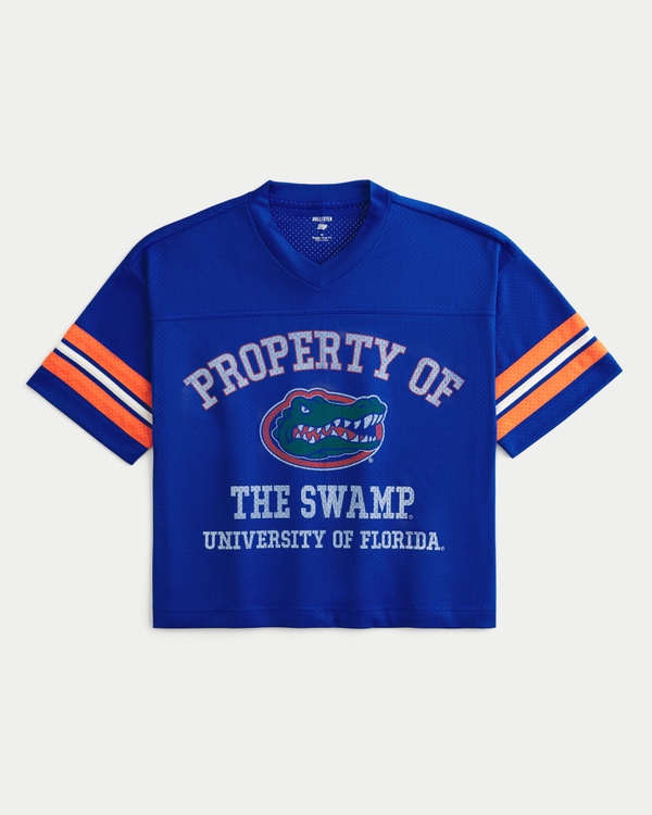 Baggy Crop University of Florida Graphic Football Jersey, Blue view 1