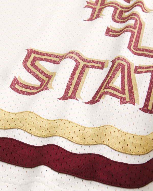 Baggy Crop Florida State University Graphic Football Jersey, Burgundy And Cream view 2