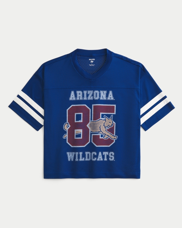 Baggy Crop University of Arizona Graphic Football Jersey, Blue view 1