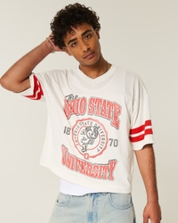 Baggy Crop Ohio State University Graphic Football Jersey