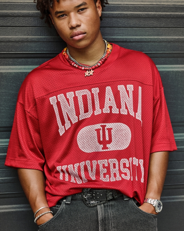 Indiana University Hoosiers Graphic Football Jersey, Dark Red view 1