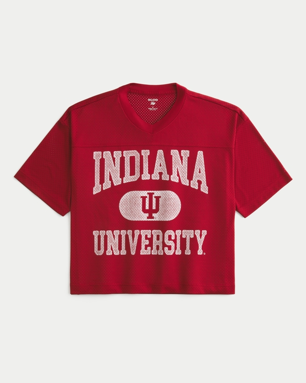 Baggy Crop Indiana University Graphic Football Jersey, Dark Red view 2