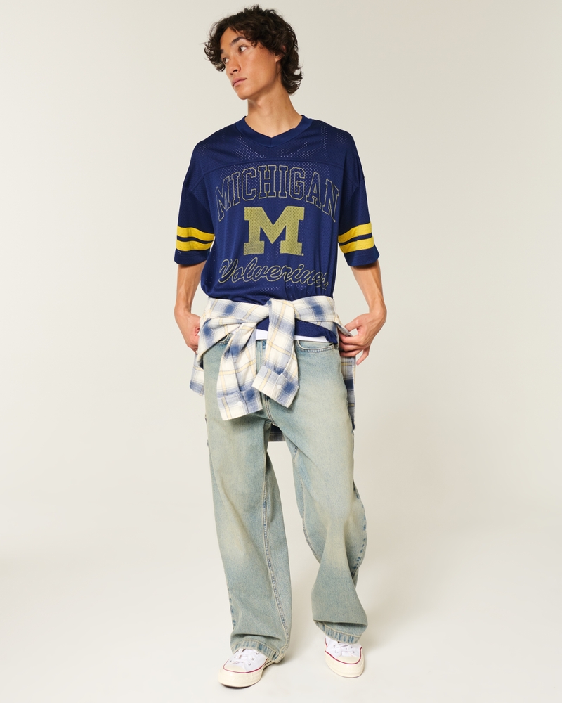 Baggy Crop University of Michigan Graphic Football Jersey