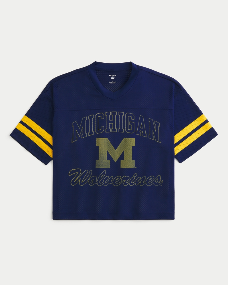 Baggy Crop University of Michigan Graphic Football Jersey
