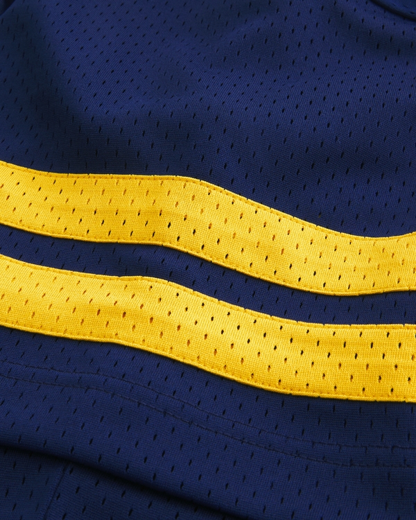 Baggy Crop University of Michigan Graphic Football Jersey, Navy view 2